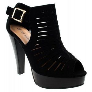 TOP Moda Women's peep Toe Platform Chunky Heel